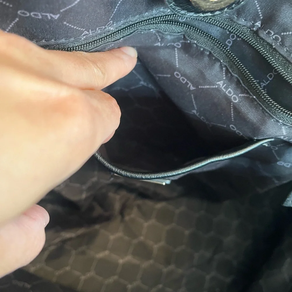 ALDO black natural straw tote bag tassel gold hardware embellishment - Picture 13 of 16